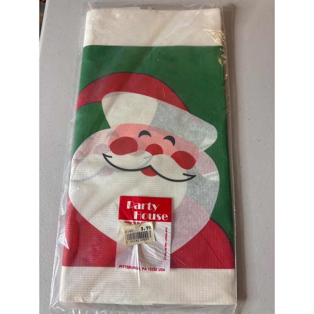 Vintage 1983 Party House Christmas Guest Towels Santa Claus Kalla Green Red NEW